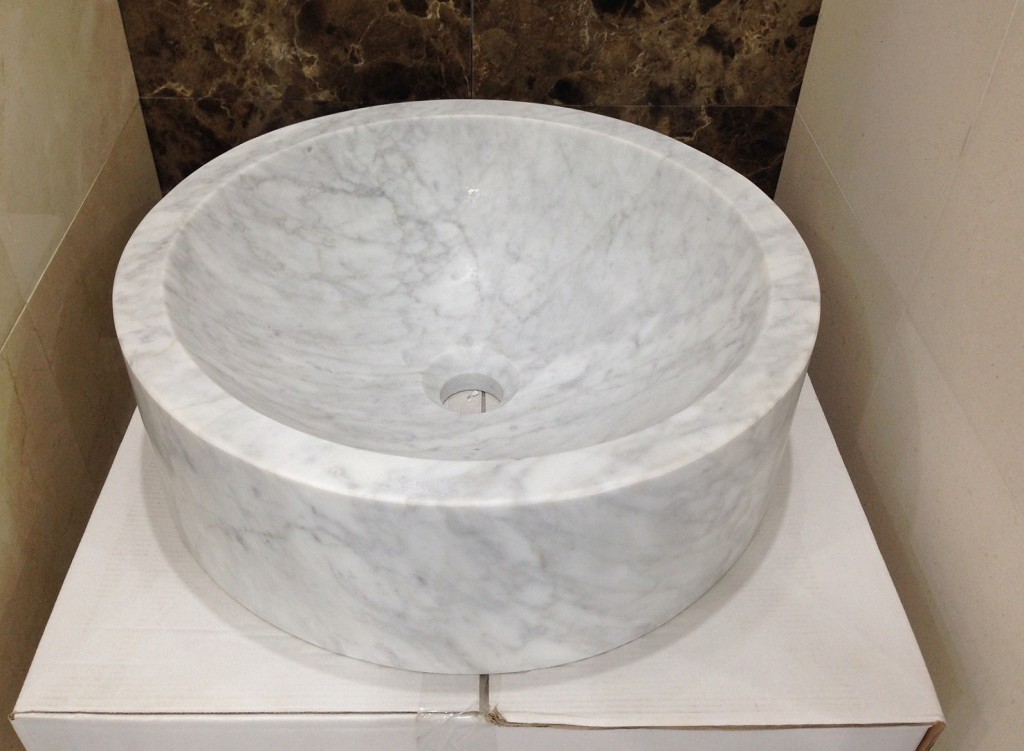 Carrara Marble Round Sink 450 x 450 x 14